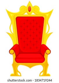 König Thron im Cartoon-Stil. Rot-goldener königlicher Sessel.