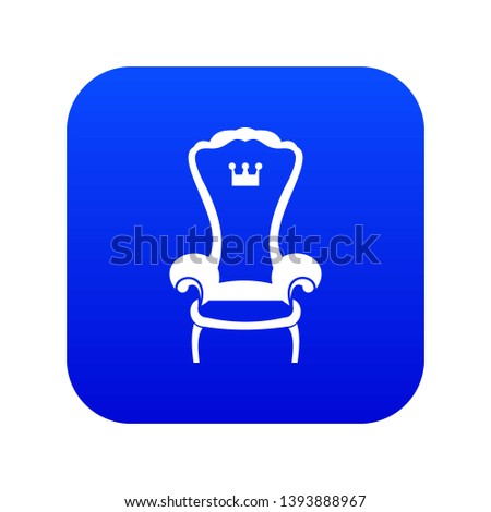 King throne chair icon digital blue for any design isolated on white vector illustration