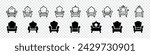 King throne chair icon, throne icon, royal chair, Armchair with crown of king, Throne Outline Icon, King Throne Silhouette