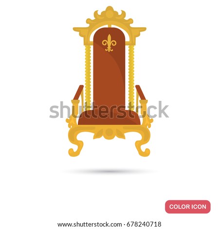 King throne color flat icon for web and mobile design