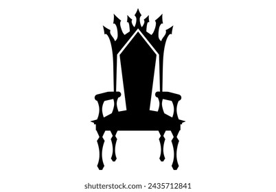 King Throne Silhouette, Royal Throne Chair Vector, Armchair with crown of king.