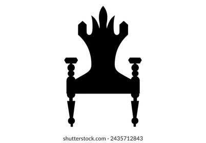 King Throne Silhouette, Royal Throne Chair Vector, Armchair with crown of king.