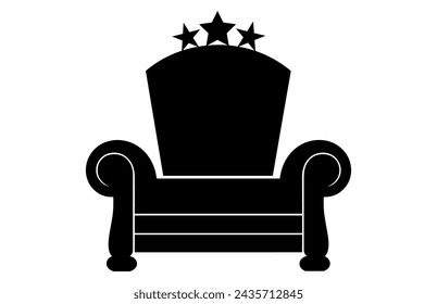 King Throne Silhouette, Royal Throne Chair Vector, Armchair with crown of king.