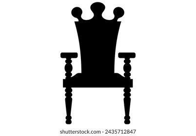 King Throne Silhouette, Royal Throne Chair Vector, Armchair with crown of king.