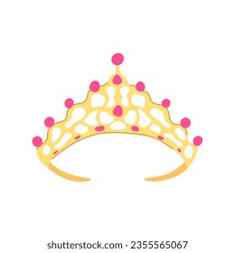 king tiara cartoon. girl fashion, logo gold, diamond beauty king tiara sign. isolated symbol vector illustration