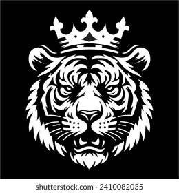King tiger crown , Tiger head crown vector design