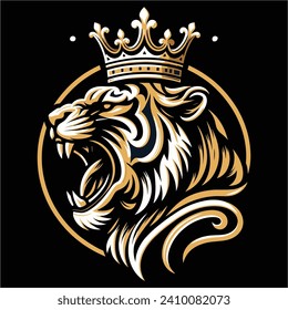 King tiger crown , King Tiger head vector illustration