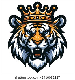 King tiger crown , Tiger head vector wearing crown