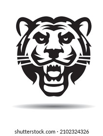 King Tiger Head and Logo Icon. Vector Illustration.