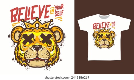 King Tiger Illustration Tshirt Cartoon Designs.