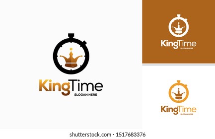 King Time logo designs concept vector, Crown and Timer logo symbol icon template