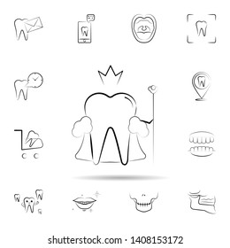 King, tooth icon. Universal set of dentist for website design and development, app development
