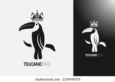 King Toucan Bird Icon Logo Vector With Luxury Art Style Illustration Design. Tropical Bird Icon Vector.