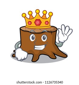 King tree stump mascot cartoon