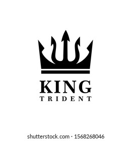 King Trident  Neptune God Poseidon Triton King Spear Logo Design