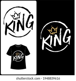 king t-shirt typographic vector design or king concept for logo and poster design. T-shirt Design template Black and Gold color.   