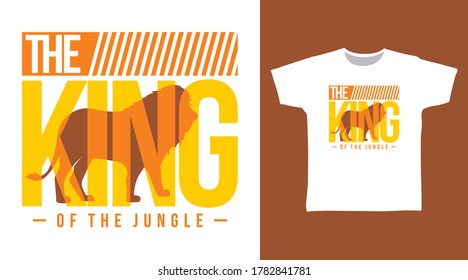 The king typography design vector with lion illustration ready for print on tees.
