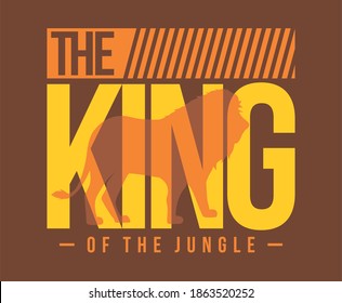 The king typography flat design with lion shadow illustration vector