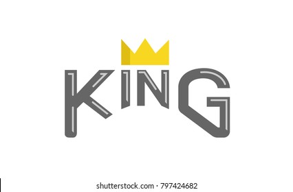 King Typography Gold Crown Text Logo Vector Design Symbol Illustration