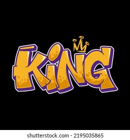 King Typography Graffity Vector Logo Illustration