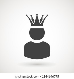 King User Icon Logo Design Element. Admin icon. Administrator. Crowned king sign. Manager symbol. Power user icon. Ceo
