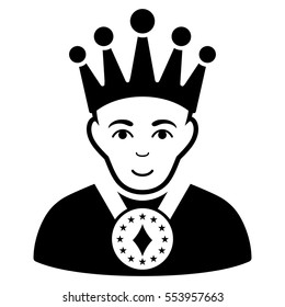 King vector icon. Flat black symbol. Pictogram is isolated on a white background. Designed for web and software interfaces.