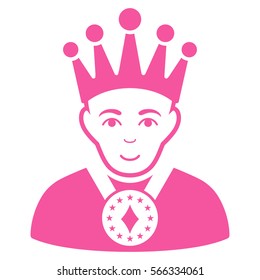 King vector icon. Flat pink symbol. Pictogram is isolated on a white background. Designed for web and software interfaces.