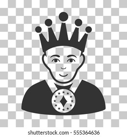 King vector icon. Illustration style is flat iconic gray symbol on a chess transparent background.