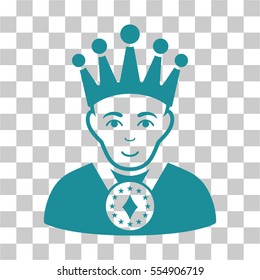 King vector pictogram. Illustration style is flat iconic soft blue symbol on a chess transparent background.