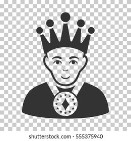 King vector pictogram. Illustration style is flat iconic gray symbol on a chess transparent background.