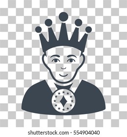 King vector pictograph. Illustration style is flat iconic smooth blue symbol on a chess transparent background.