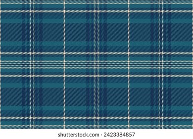 King vector texture seamless, old-fashioned background plaid check. Fur tartan fabric pattern textile in cyan and blue color.