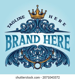 King Victorian Modern Ornate for Logo Brand Template Vector illustrations for your work mascot merchandise t-shirt, stickers and Label designs, poster, greeting cards advertising business company