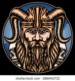 King viking illustration. Premium vector