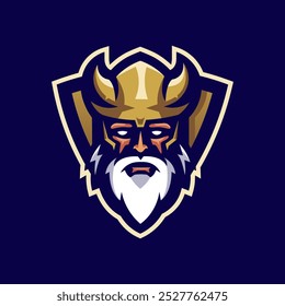 King of Viking in Shield Mascot Logo for Team Sport esport and Gaming