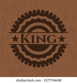 King vintage wooden emblem. Vector Illustration.