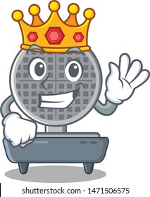 King waffle iron above the table mascot