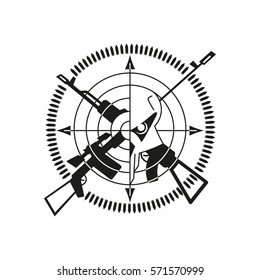 King of war logo,skull and gun.