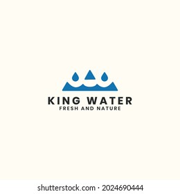 king water logo vector design. crown water logo business template with flat, bold and geometric styles isolated on white background. 