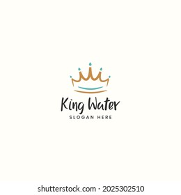 king water logo vector design illustration, playful king water logo vector design concept, luxury fresh water logo business template isolated on white background.  