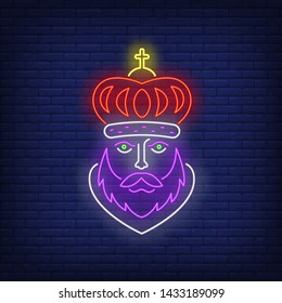 King Wearing Crown Neon Sign Authority Stock Vector (Royalty Free ...