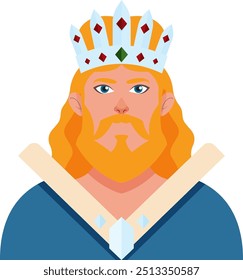 A king wearing a jeweled crown