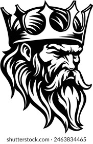 A king wearing a medieval crown head mascot face icon illustration
