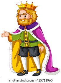 King wearing purple robe illustration