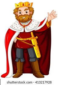 King Wearing Red Robe Illustration