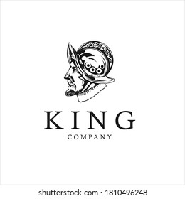 king wears a crown logo design silhouette icon vector