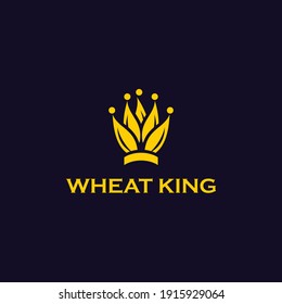king of wheat flat icon logo with wheat logo forming the crown