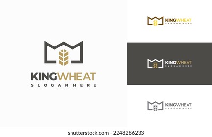 El logotipo del Rey de Trigo diseña el vector del concepto, plantilla del logotipo del Trigo de Grano Real