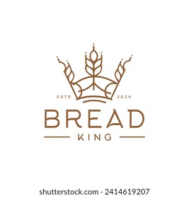 King Wheat Logo Designs Concept Vector Vintage Style For Bakery And Bread Shop 