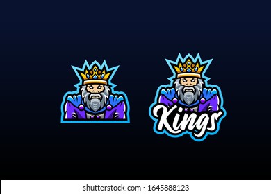 ein König, der ein Gewand und eine Krone trägt, gefüllt mit Diamanten, die für das Logo des Teams oder das Begleitlogo und das Maskottlogo oder das T-Shirt-Design geeignet sind